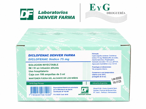 Diclofenac 75 mg X 3 ml - Denver Farma