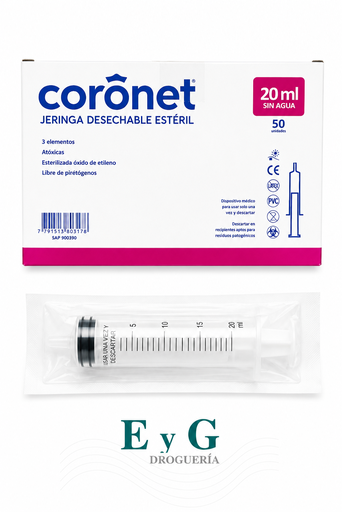 Jeringa 20 cc sin aguja — Coronet