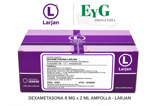 Dexametasona 8 mg/2 ml ampolla — Larjan